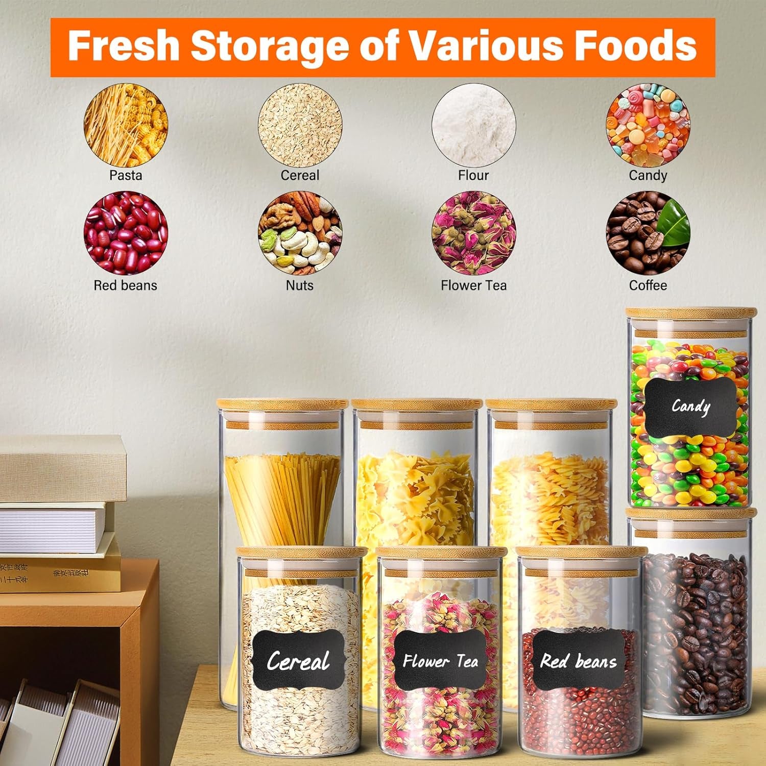 12-Piece Glass Jars with Bamboo Lids