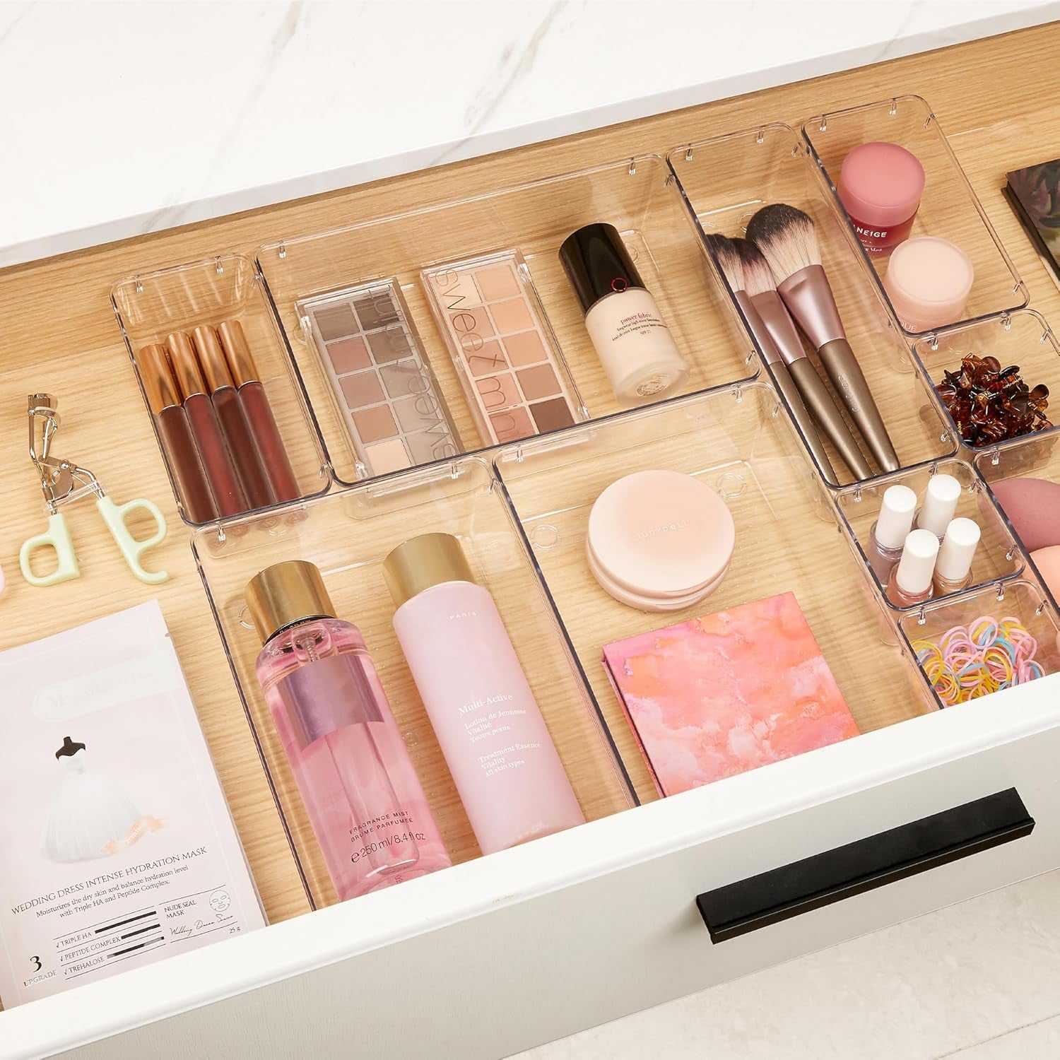 10-Pcs Clear Makeup Organizer Set
