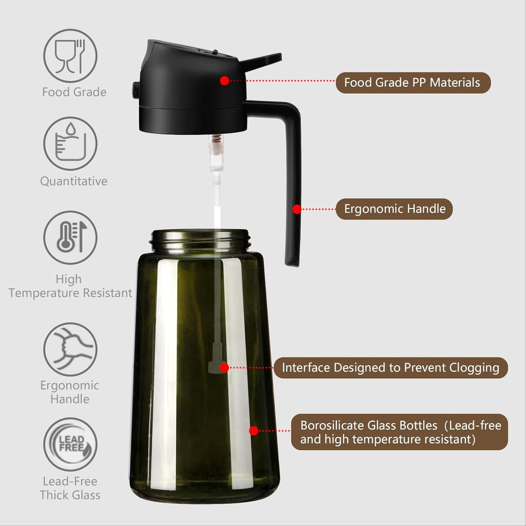 16oz Glass Olive Oil Dispenser & Sprayer