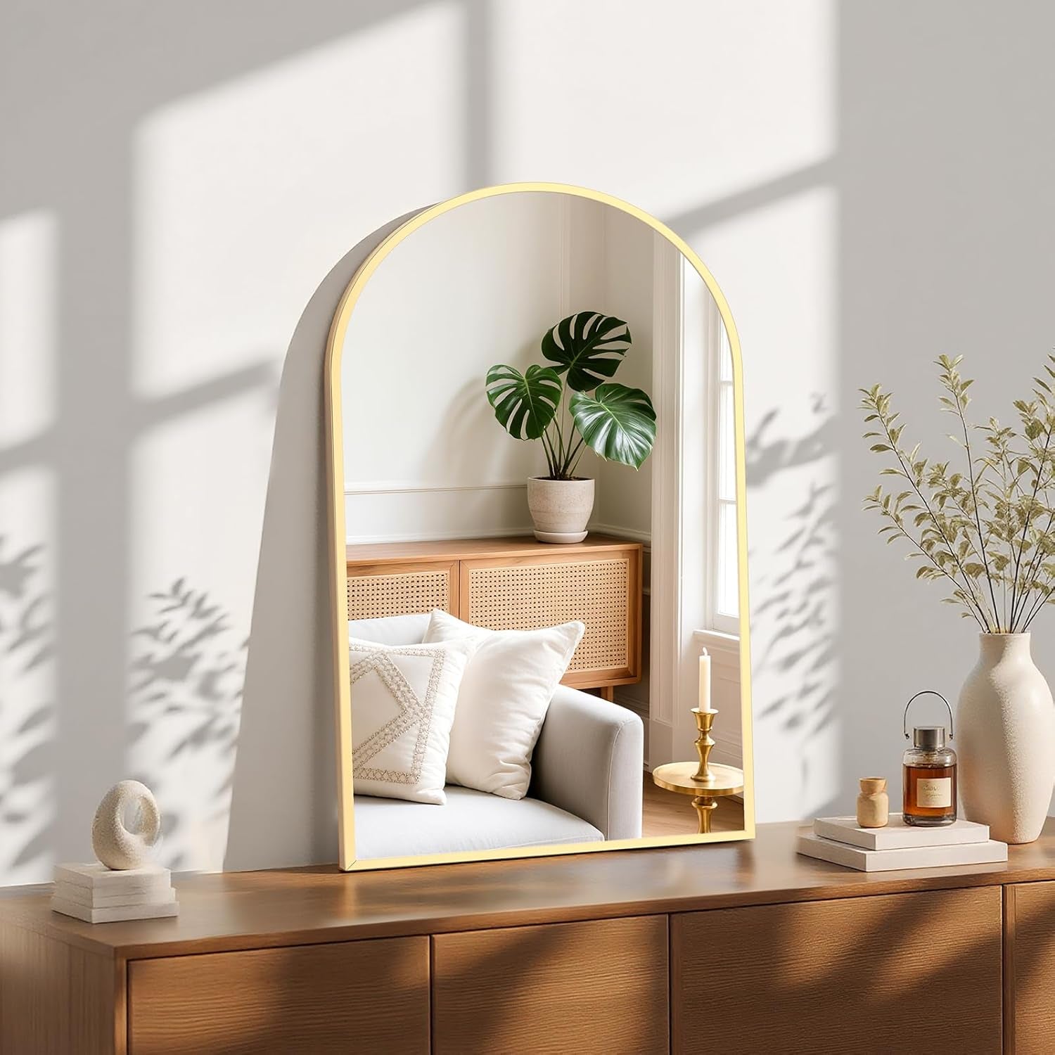 20"x30" Gold Arched Bathroom Mirror – HD Glass