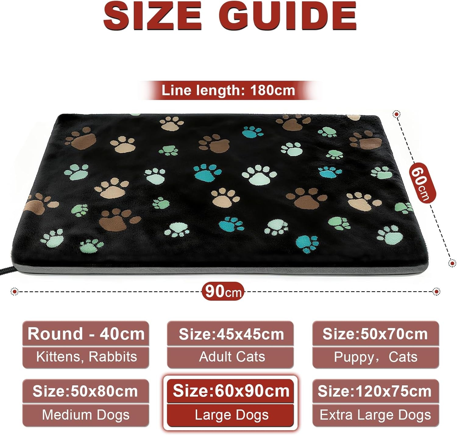 Large Dog Heating Pad – 36x24, Waterproof