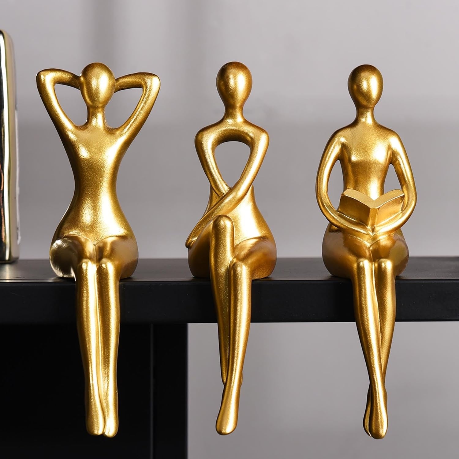 3-Piece Gold Thinker Statue Set – Modern Decor