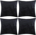 Decorative Throw Pillow Covers 16 X 16, Black Soft Pillow Covers Velvet,Set of 4 Decor Square Cushion Covers