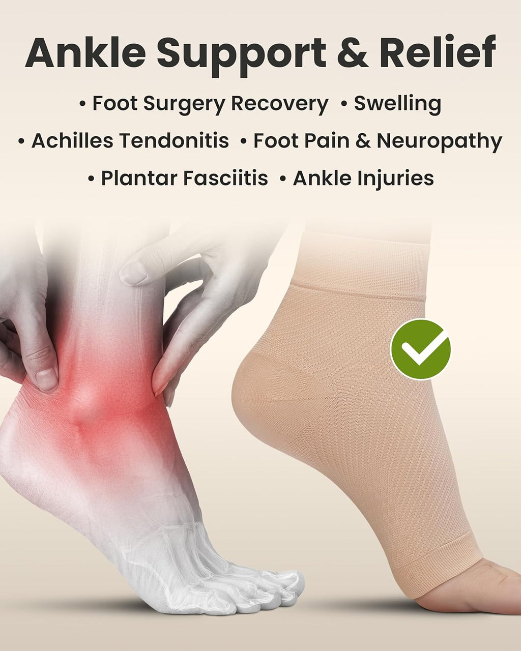 Ankle Compression Sleeve – 1 Pair Support