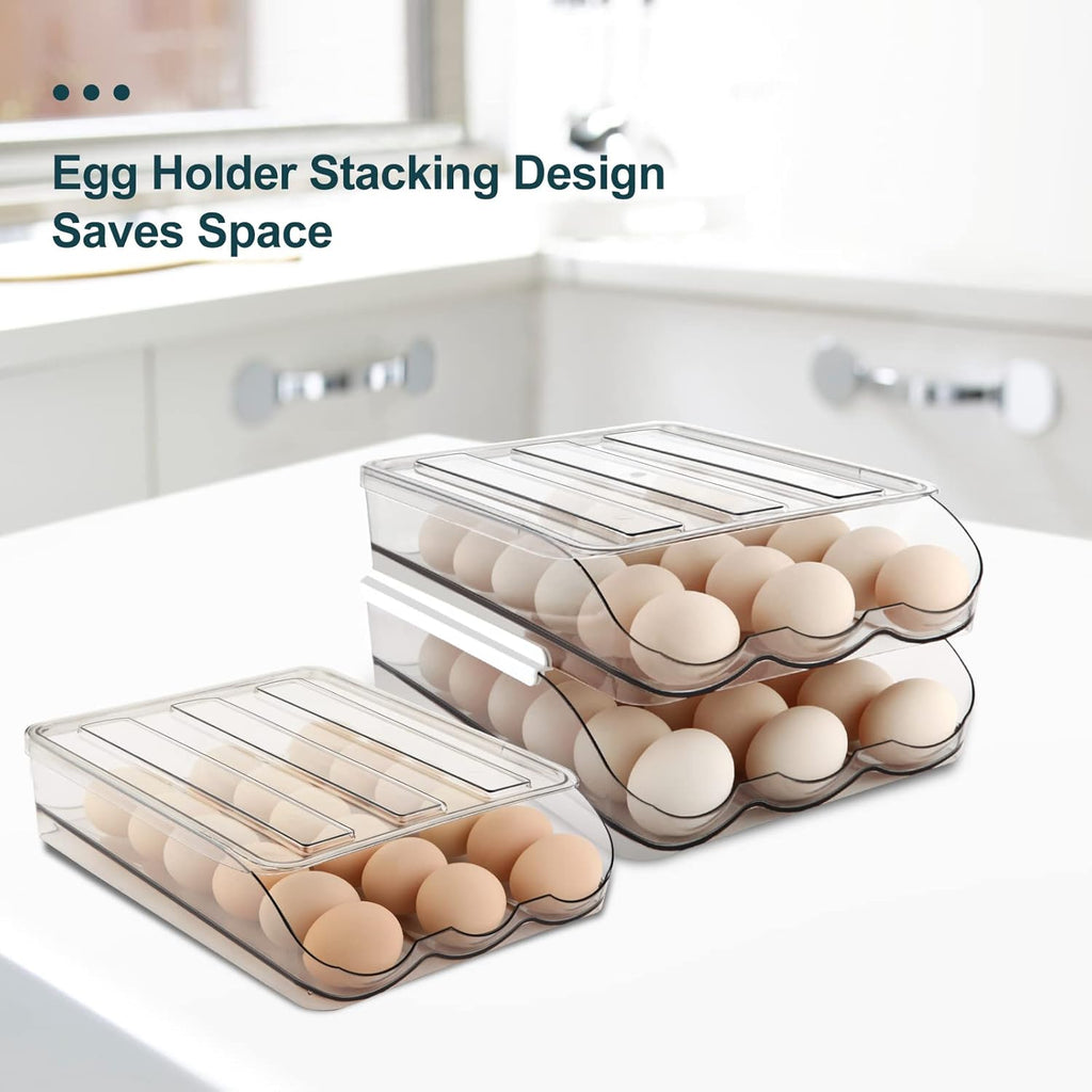 2-Layer Automatic Rolling Egg Holder for Fridge