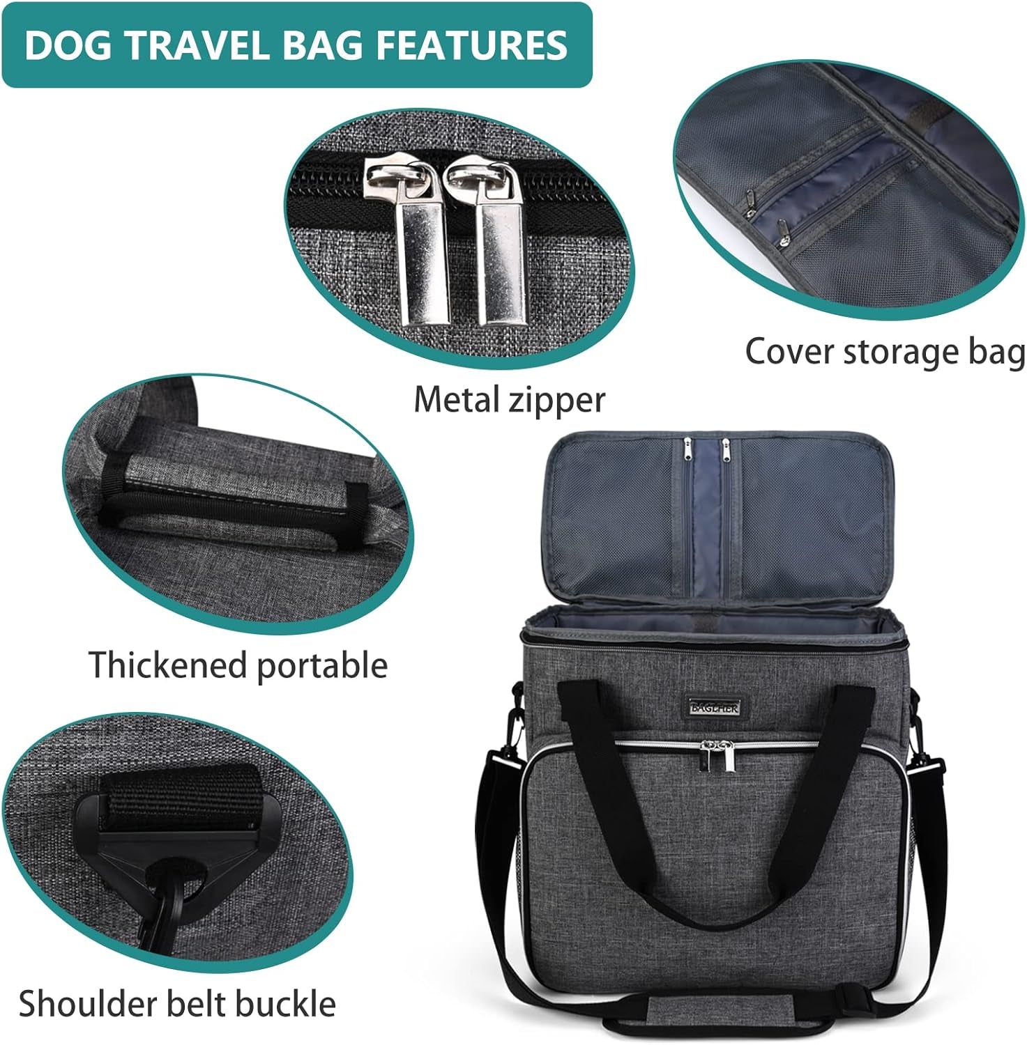 Dog Travel Bag with Bowls & Containers