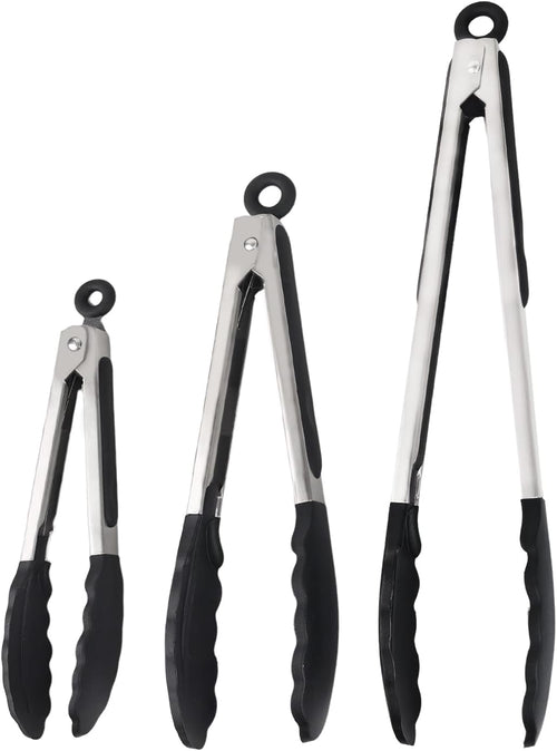 3-Piece Stainless Steel Silicone Kitchen Tongs