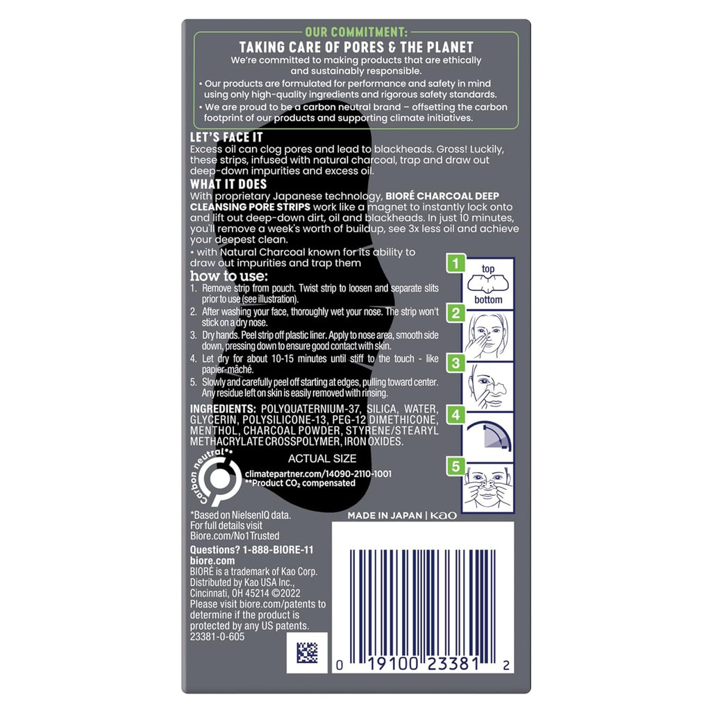 Biore Charcoal Pore Strips – 18 Count