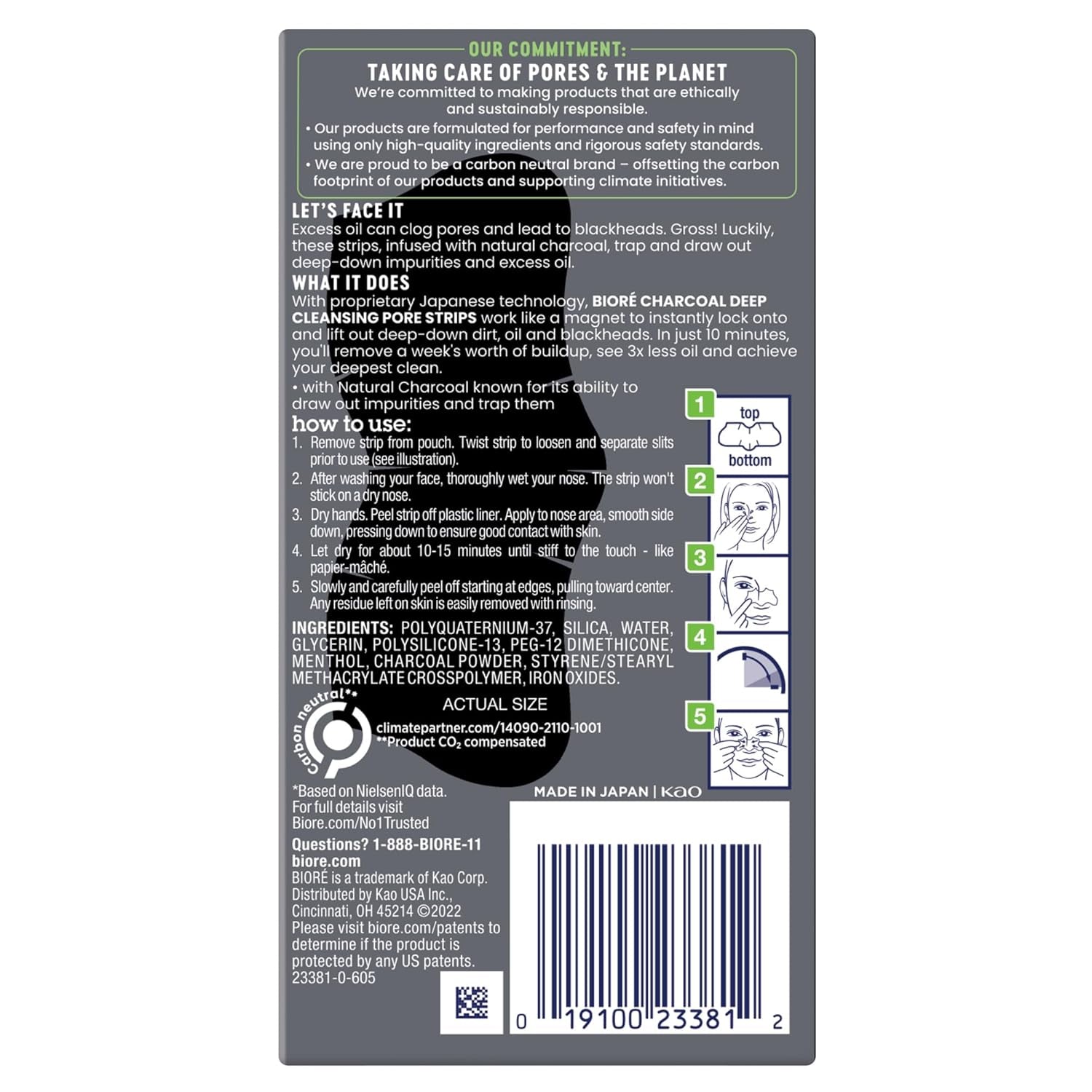 Biore Charcoal Pore Strips – 18 Count