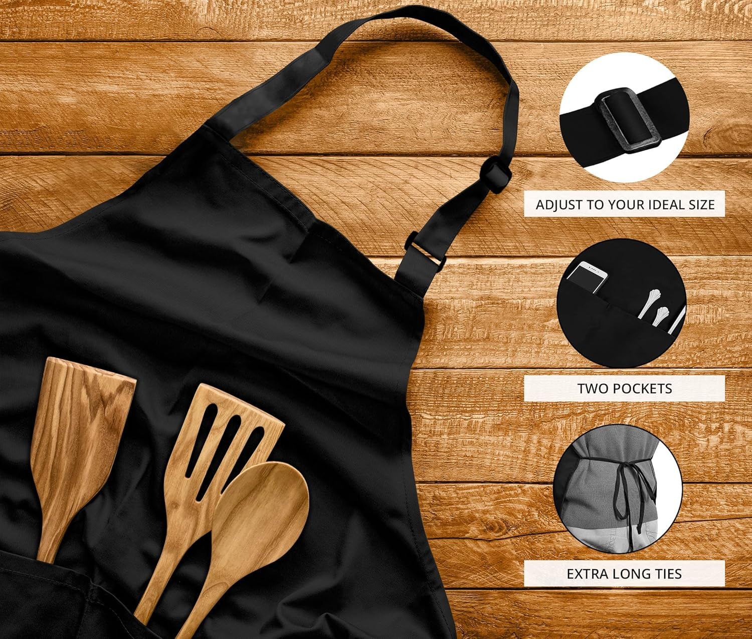 2-Pack Adjustable Bib Aprons with Pockets
