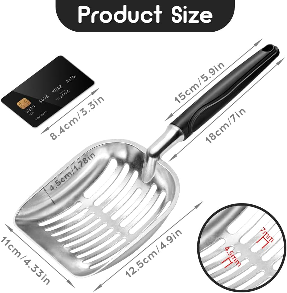 Heavy-Duty Metal Cat Litter Scoop with Handle