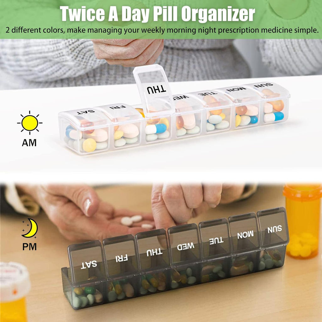 2-Pack Weekly Pill Organizer – AM/PM Compartments