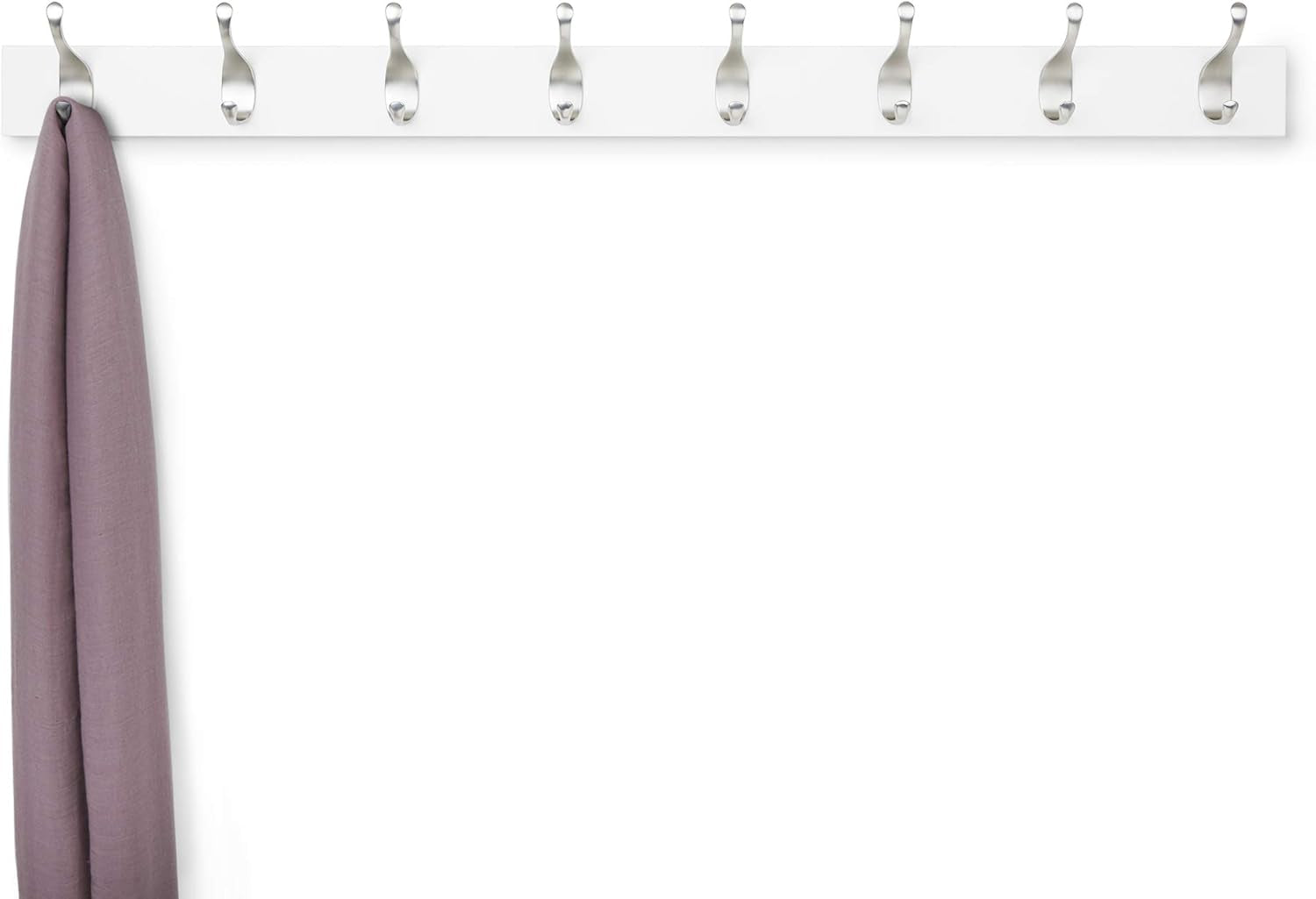 8-Hook Wall-Mounted Coat Rack – White