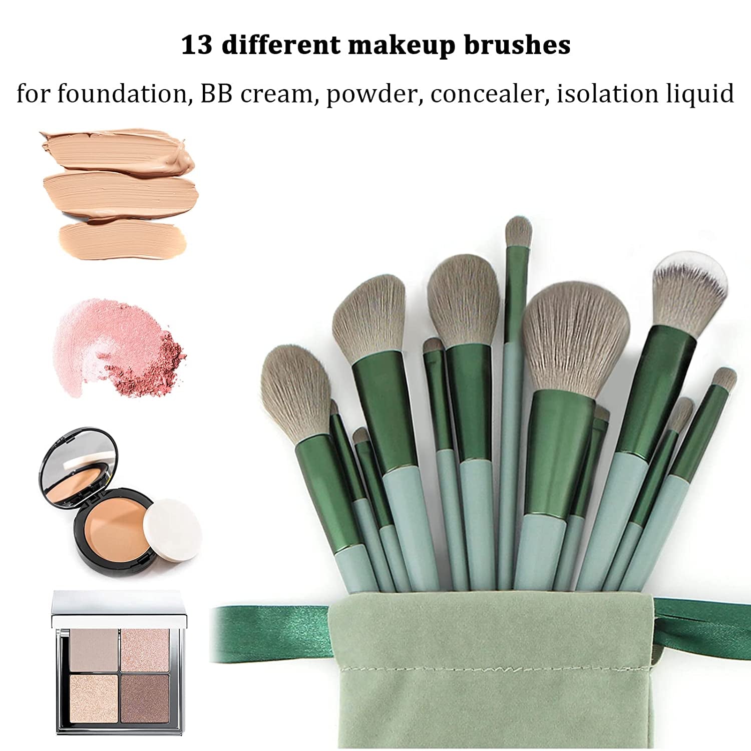 22PCS Makeup Brush Set – Green