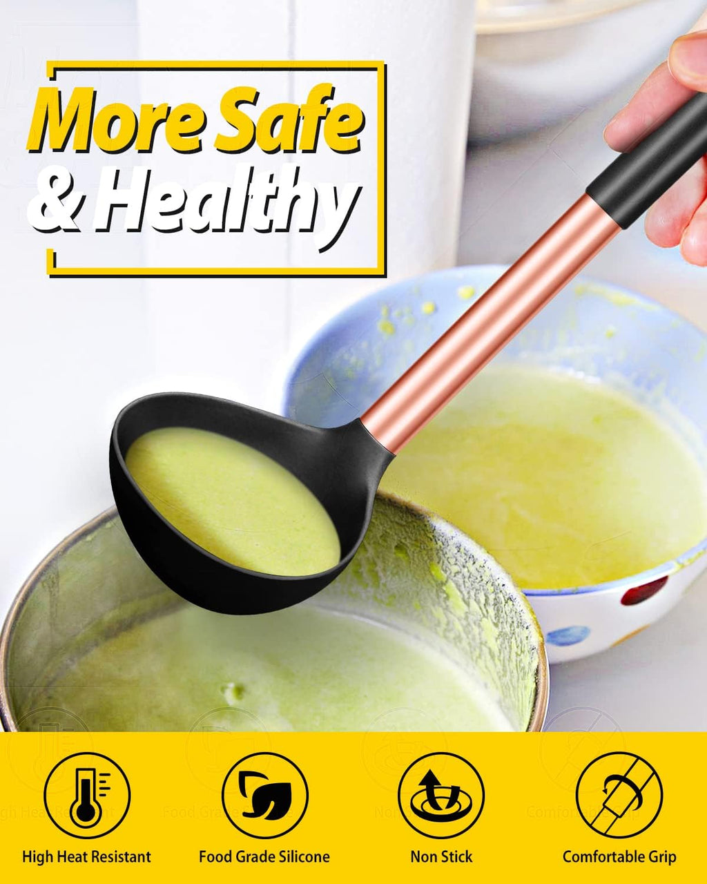 2-Pack Silicone Soup Ladle Spoons