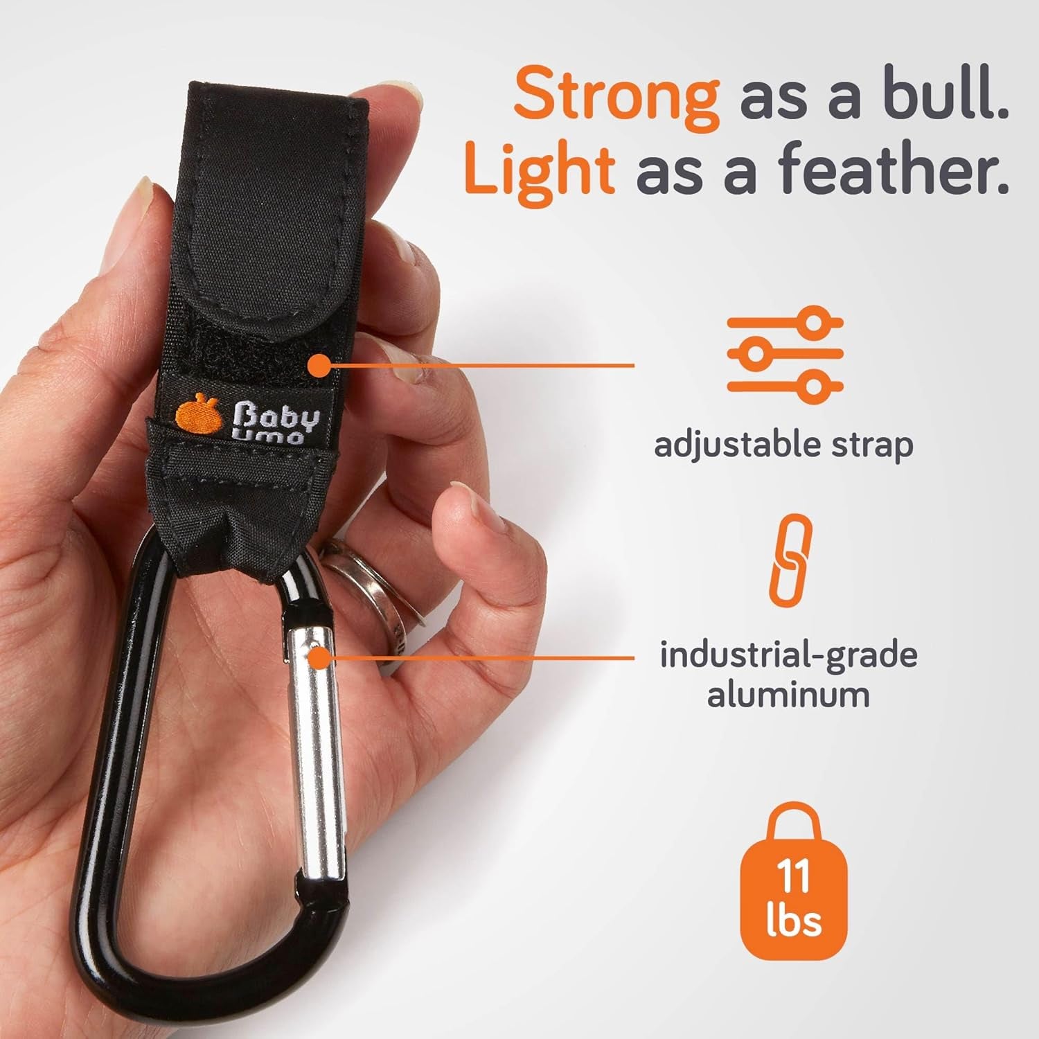 Stroller Hooks for Bags (2 Pack) - Universal Stroller Clips and Hooks, Non-Slip with One-Hand Opening, 11 Lb Weight Capacity, Baby Travel Essential