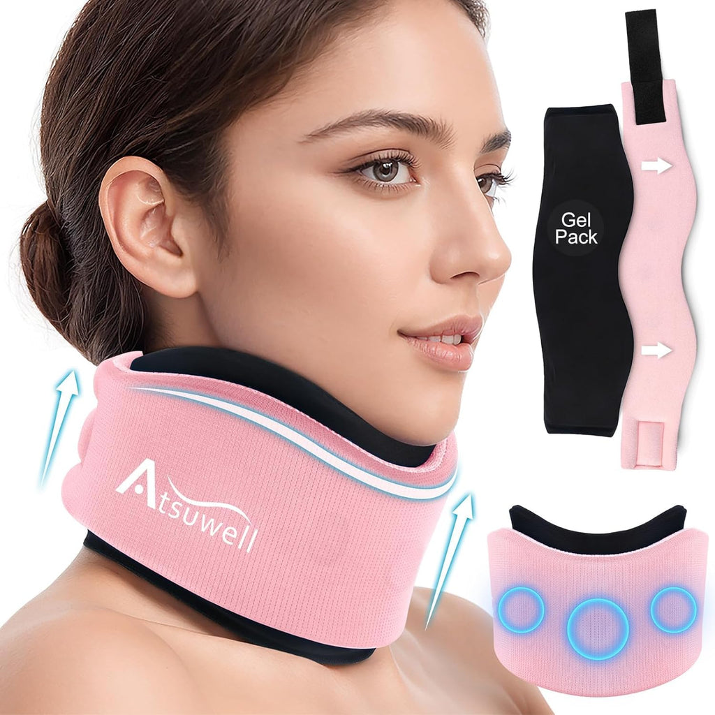 Adjustable Neck Brace with Gel Pack – Pink