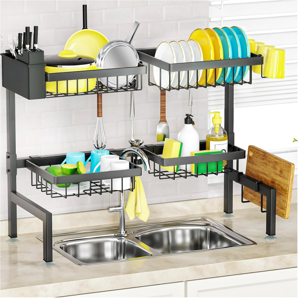 2-Tier Over-Sink Dish Drying Rack – Adjustable