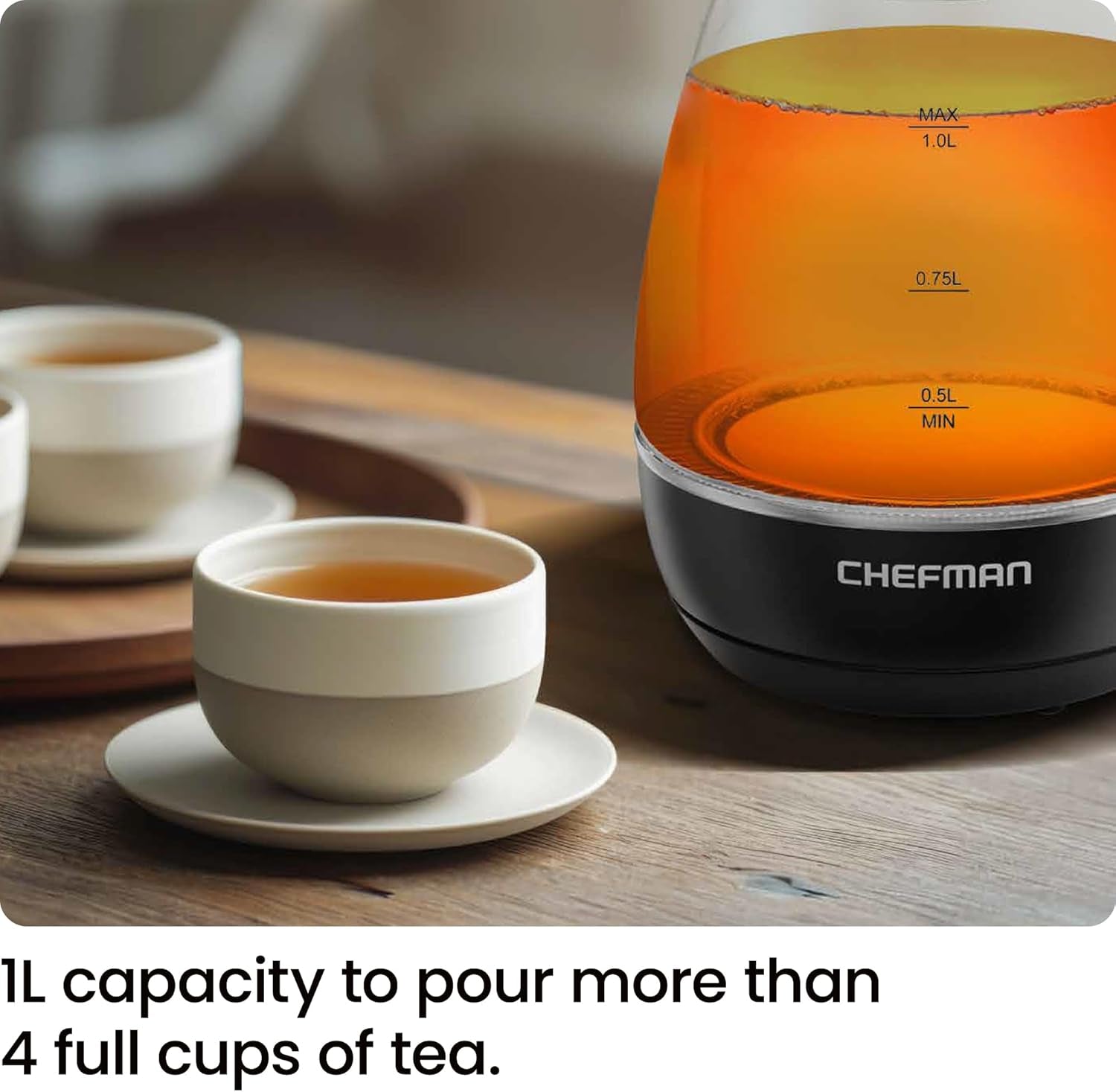 1L Electric Tea Kettle with Infuser – 1500W