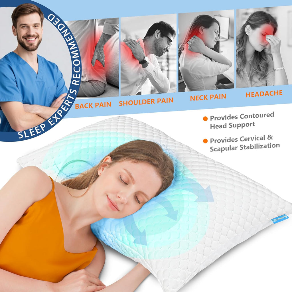 Cooling Memory Foam Pillows Queen Set of 2