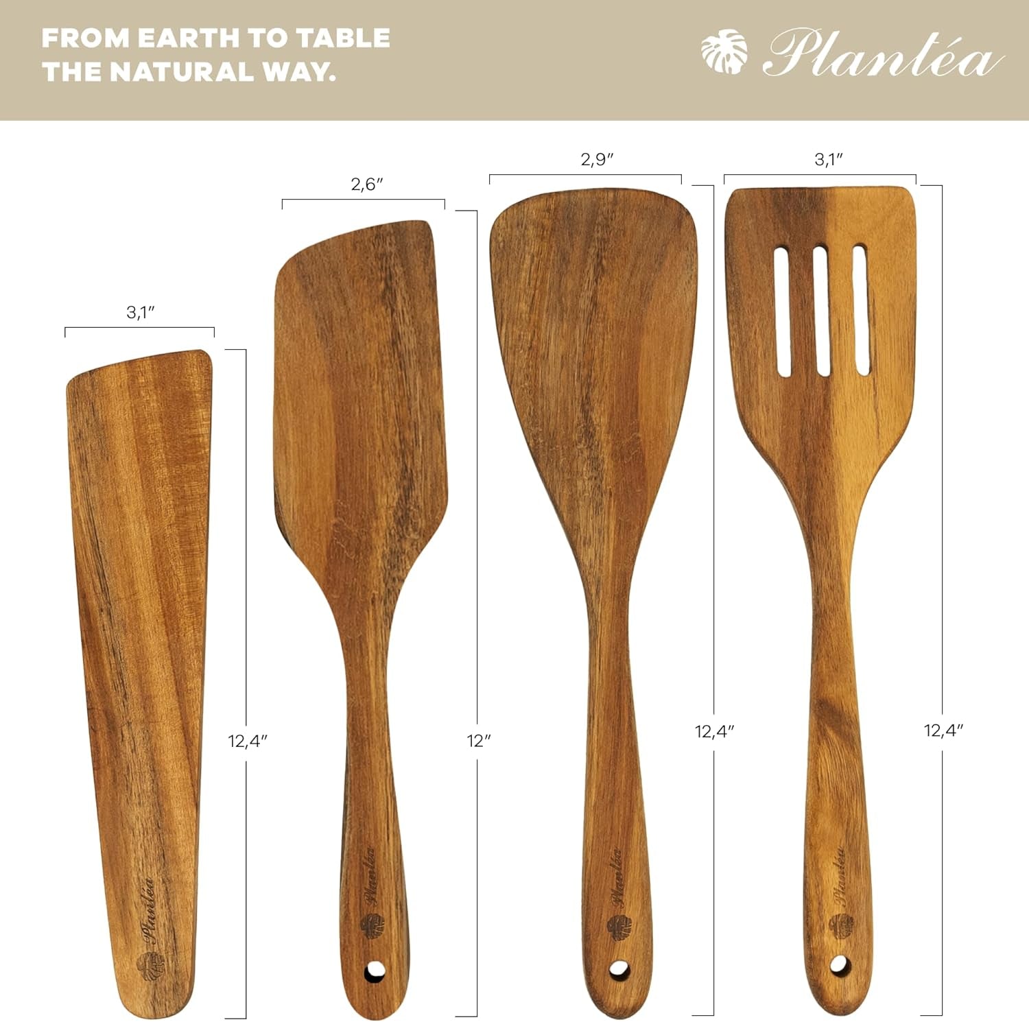 4-Piece Acacia Wood Spatula Set