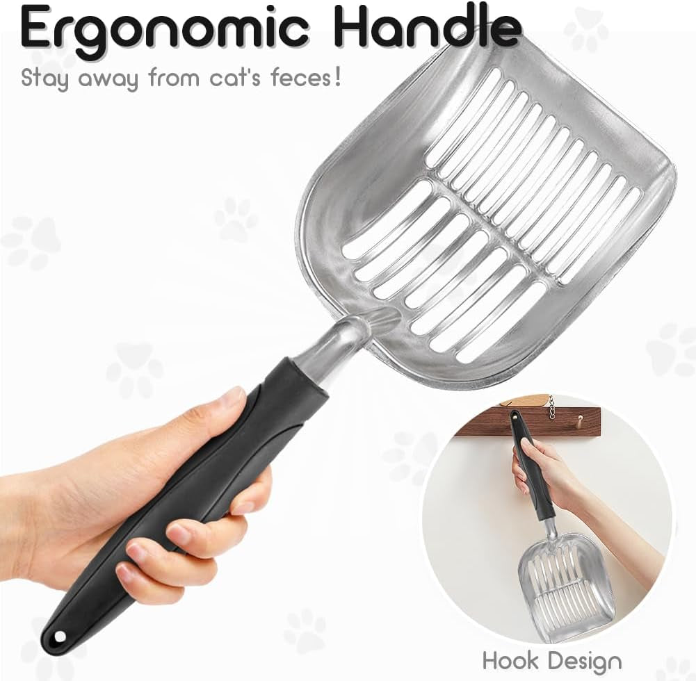 Heavy-Duty Metal Cat Litter Scoop with Handle