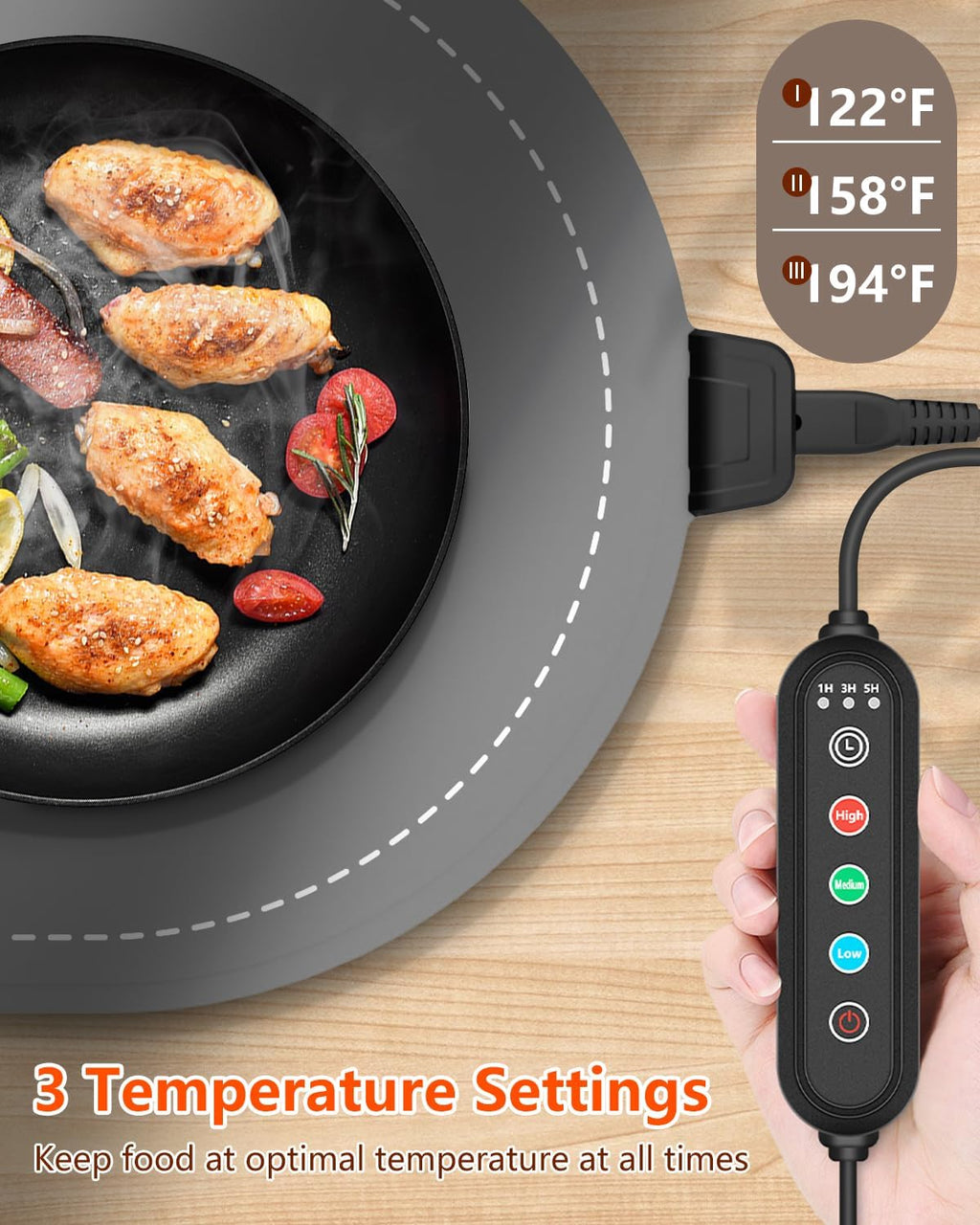 Electric Food Warming Mat with Timer