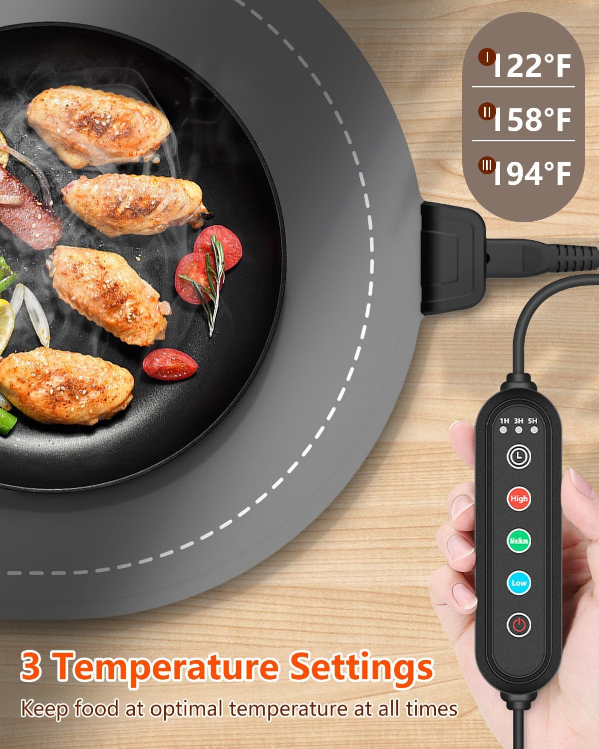 Electric Food Warming Mat with Timer