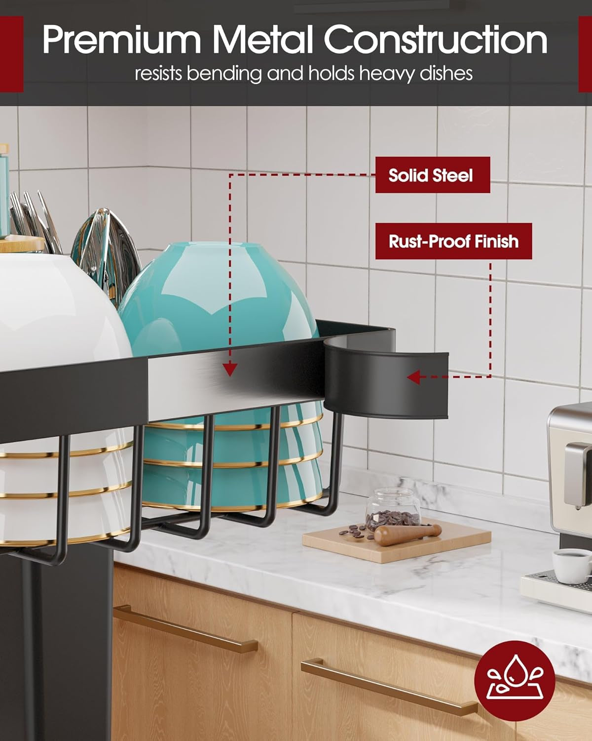 2-Tier Over-Sink Dish Drying Rack – Black