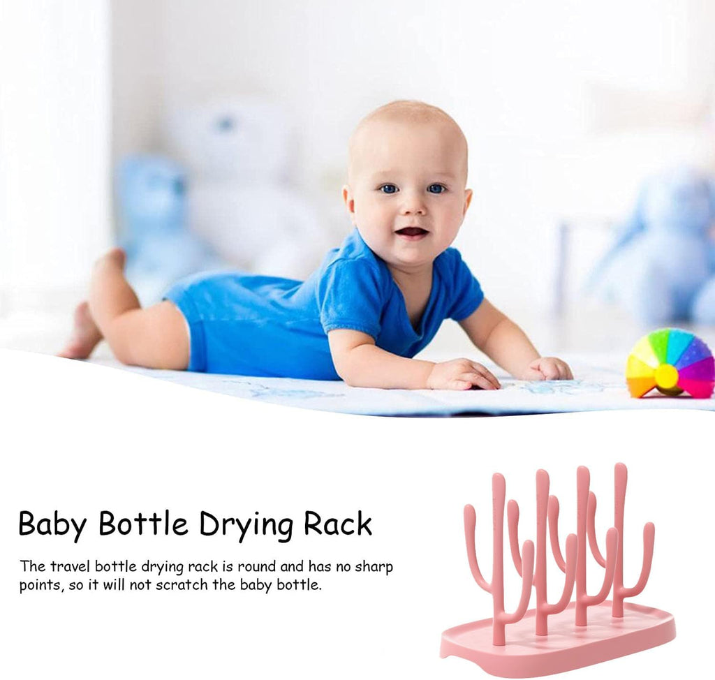 Pink Baby Bottle Drying Rack, Portable Bottle Holder for Baby Accessories
