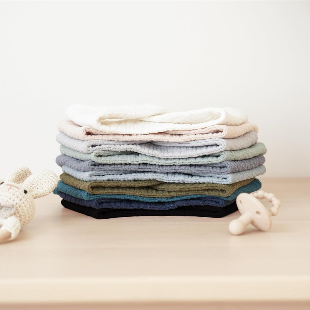 Muslin Baby Bibs 10 Pack Baby Bandana Drool Bibs 100% Cotton for Unisex Boys and Girls, Soft Absorbent Set for Teething and Drooling