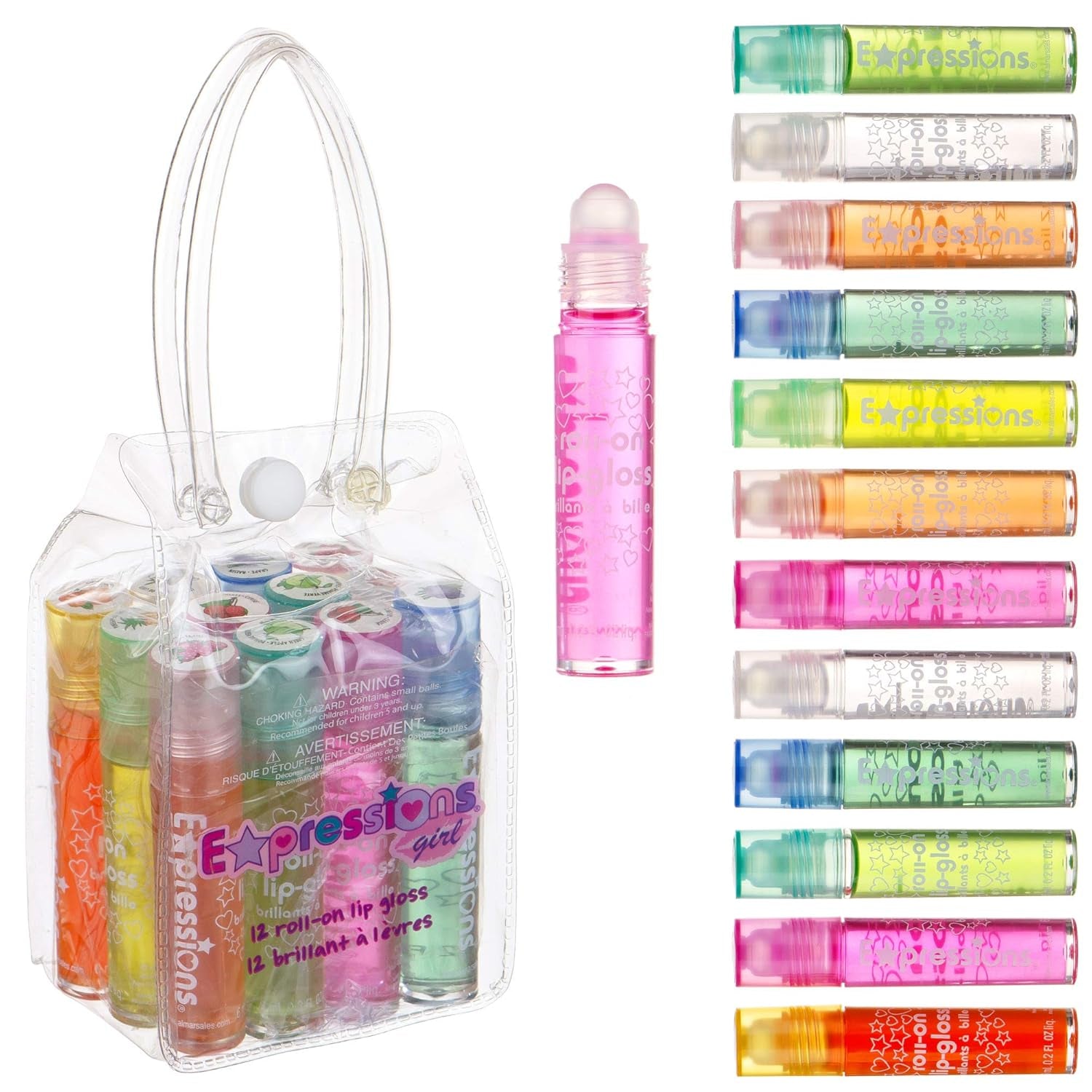 12Pc Roll-On Lip Gloss Set with Carrying Case
