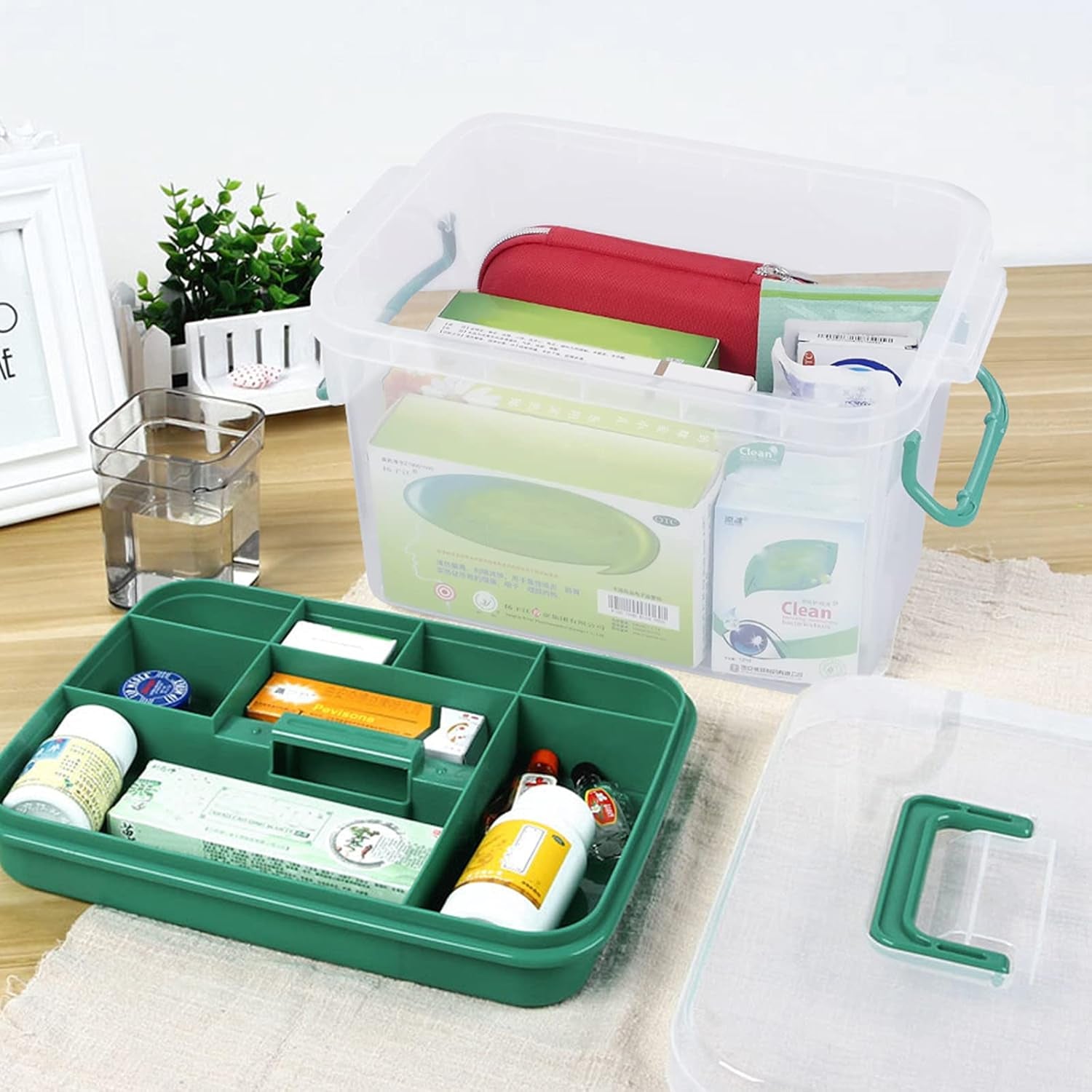 1-Pack Clear First Aid & Medicine Storage Box