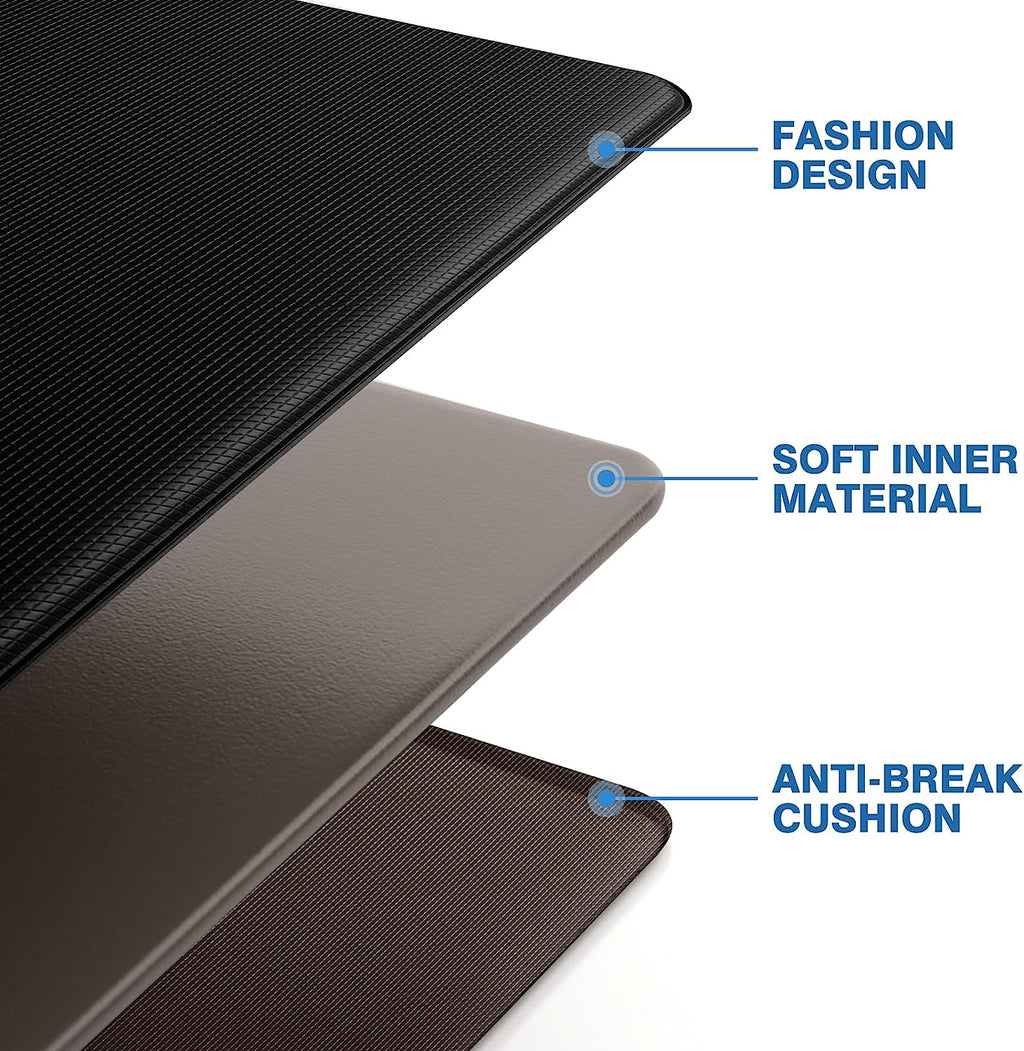2-Piece Anti-Fatigue Kitchen Mat Set – Black
