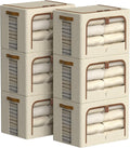 6 Pack Foldable Clothes Storage Bins Beige