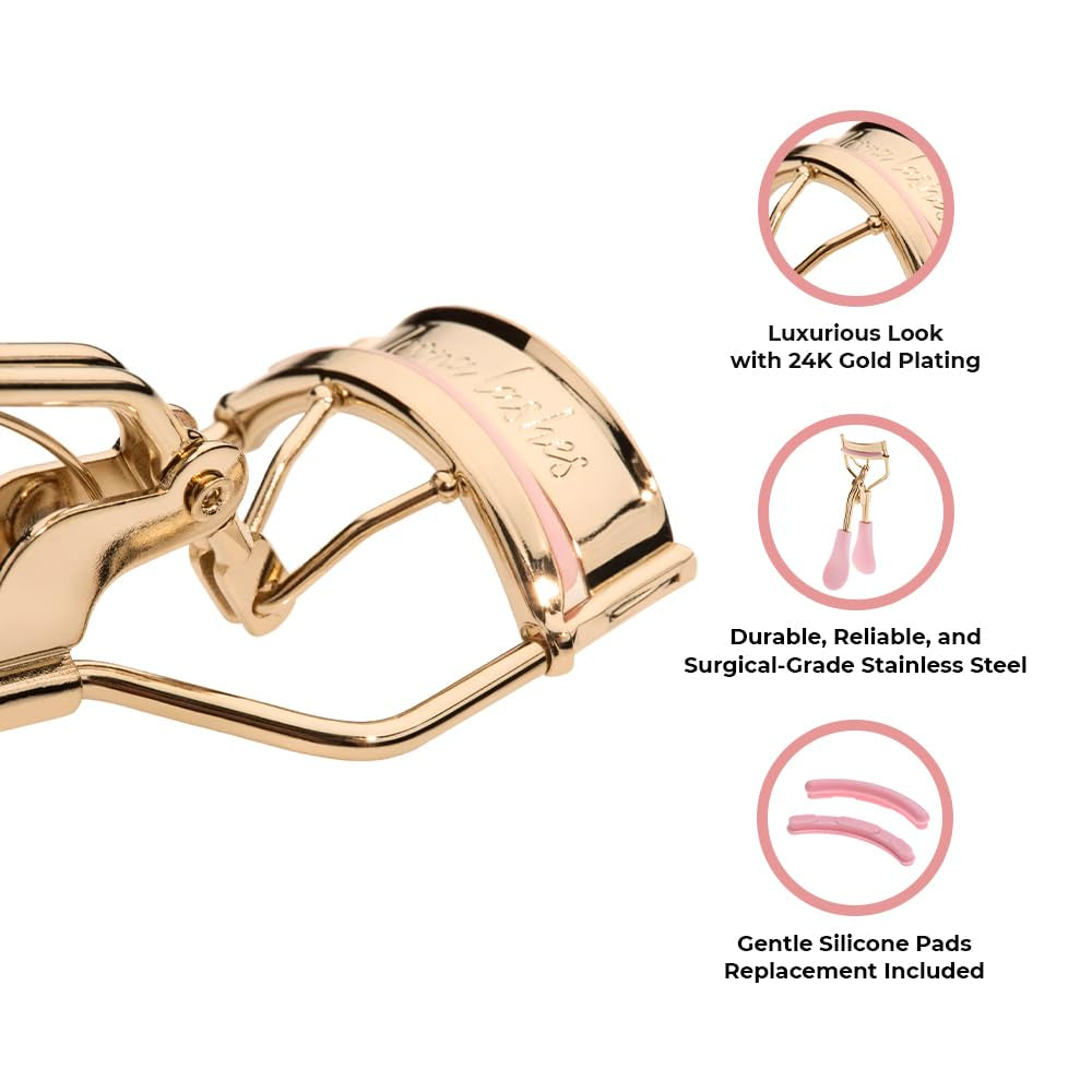 24K Gold Eyelash Curler with Silicone Pads