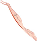 Rose Gold Curved Eyelash Tweezers – Applicator