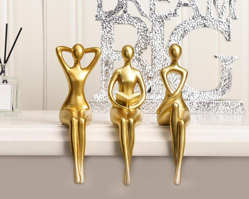 3-Piece Gold Thinker Statue Set – Modern Decor