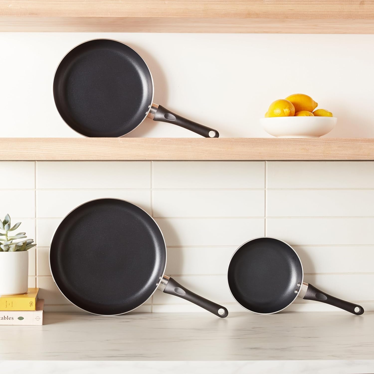 3-Piece Nonstick Kitchen Pan Set – Black