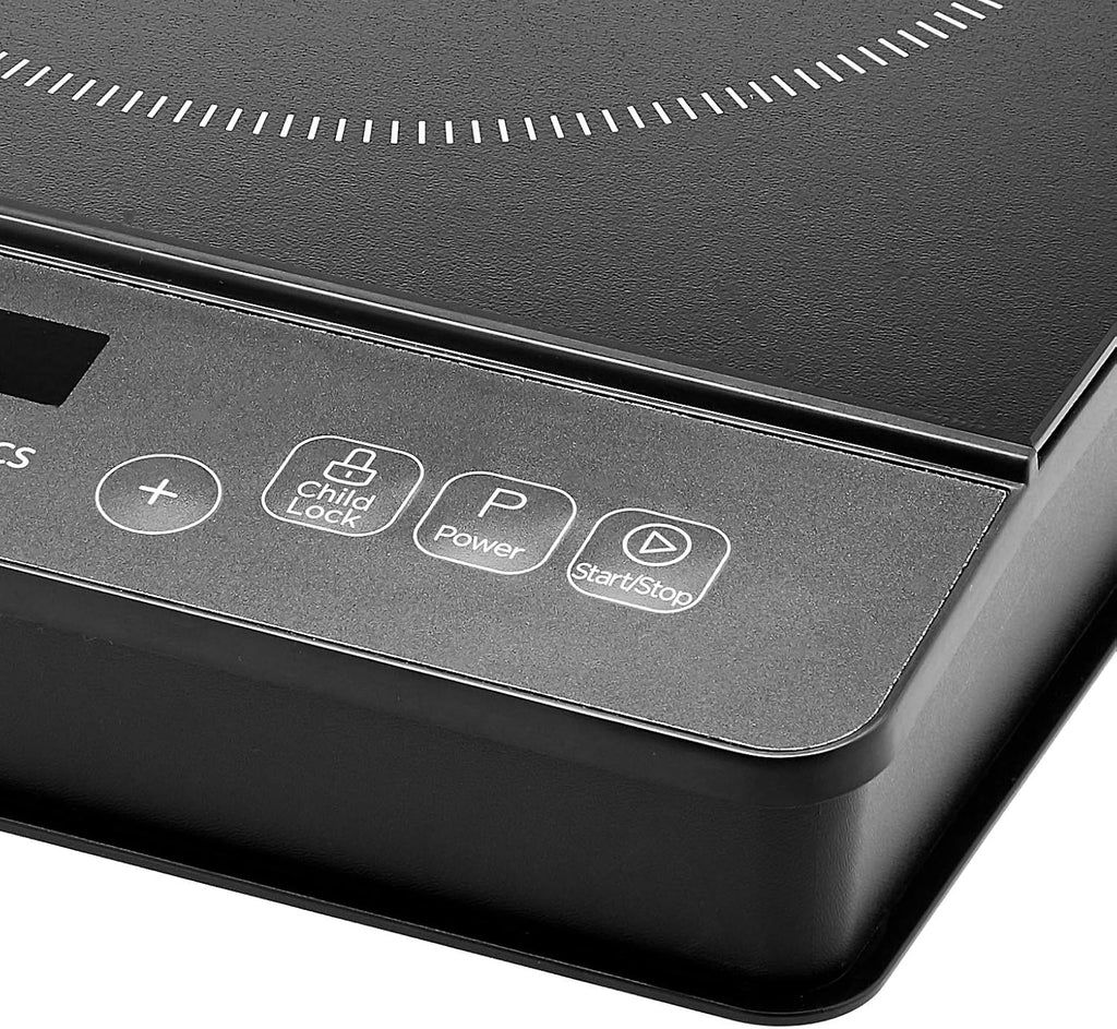 1800W Electric Portable Induction Cooktop, Induction Burner with Child Lock, Overheat Protection, Timer, 8 Power Settings, up to 440°F, for Cookware with Diameter 5.7"-8.2", Black