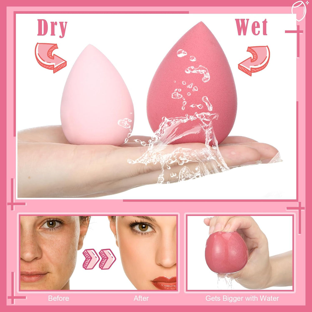 17PCS Makeup Sponge & Puff Set – Pink