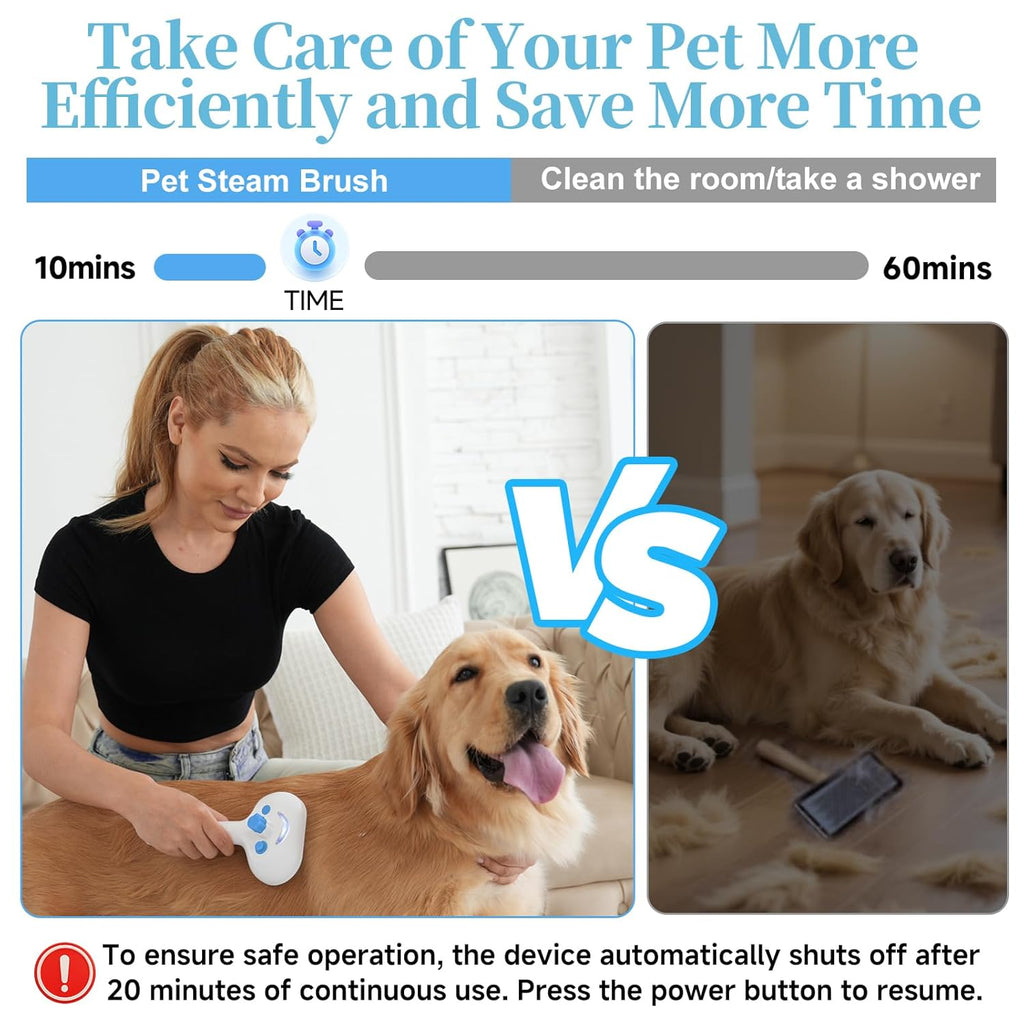 3-in-1 Pet Steam Grooming Brush – Blue