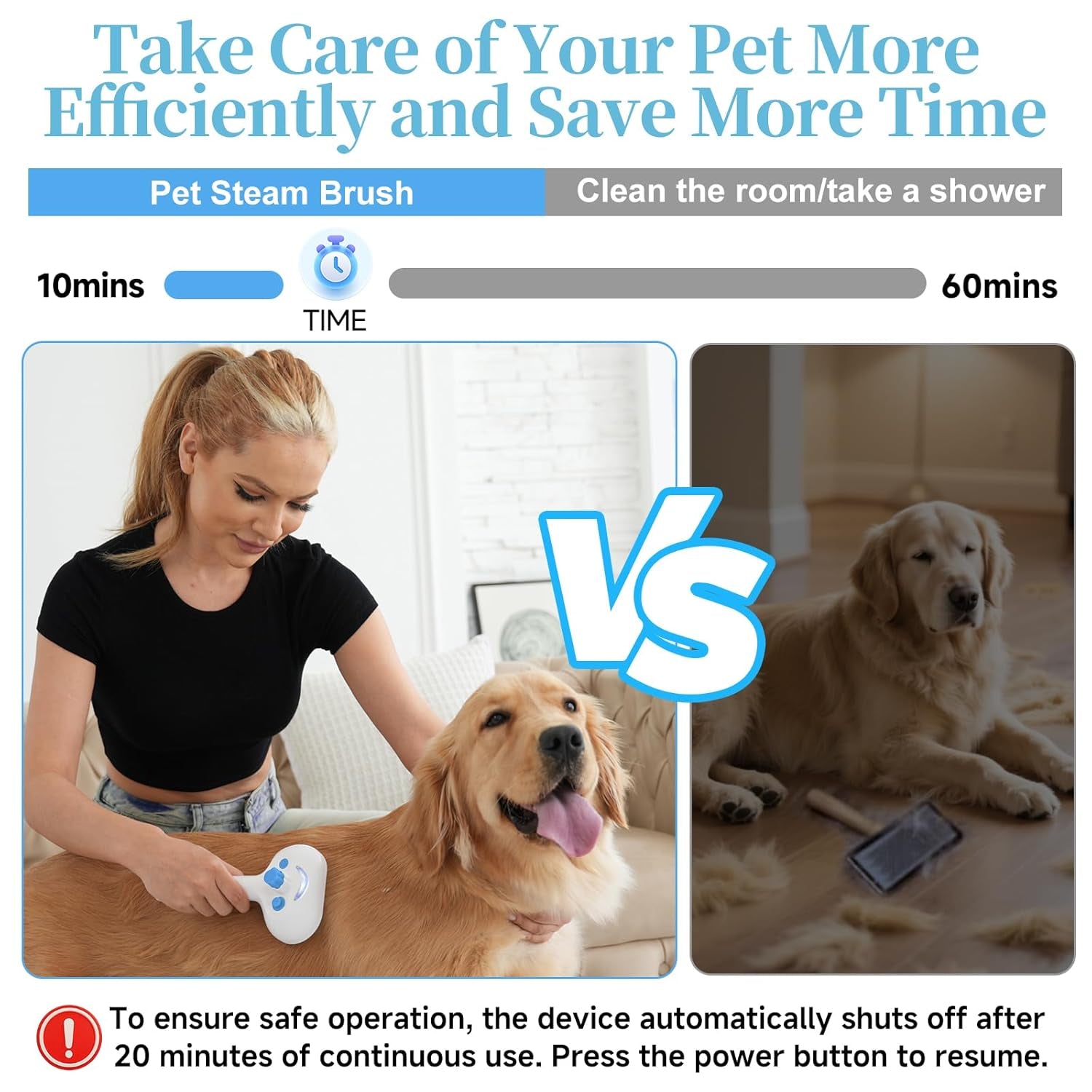 3-in-1 Pet Steam Grooming Brush – Blue