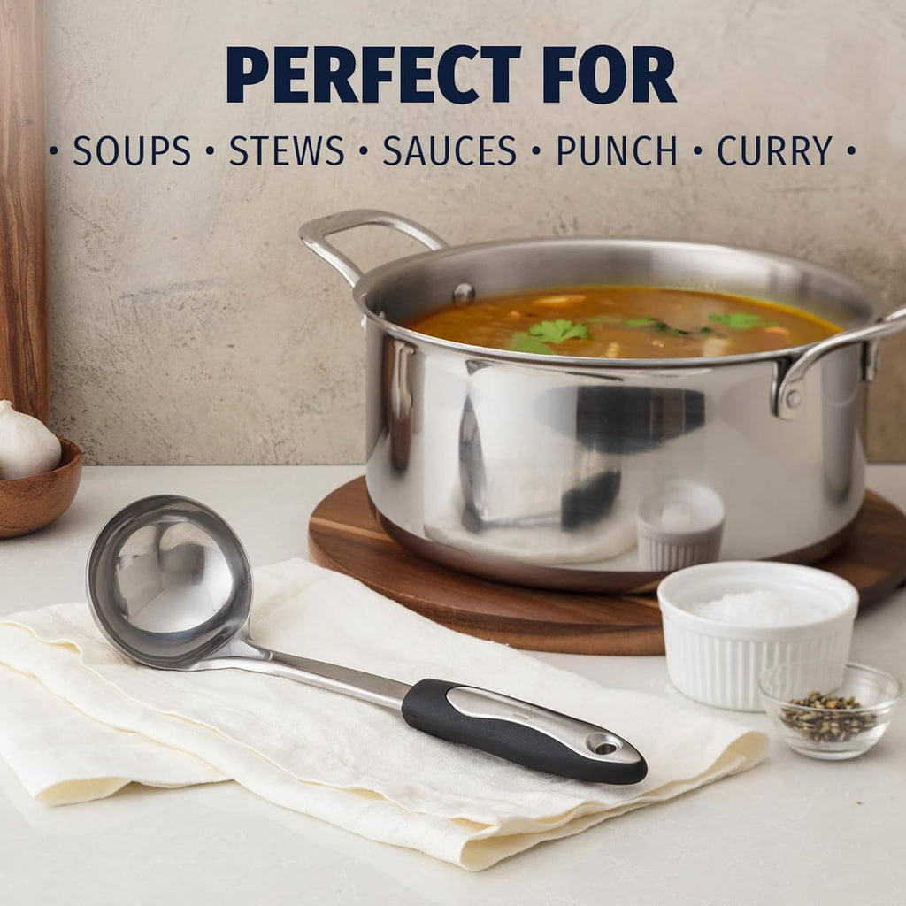 12" Stainless Steel Soup Ladle with Silicone Handle