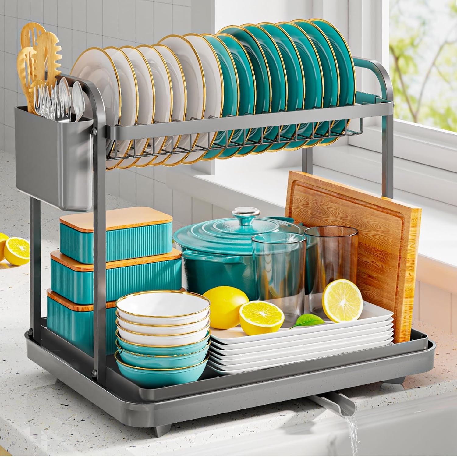 2-Tier Stainless Steel Dish Drying Rack