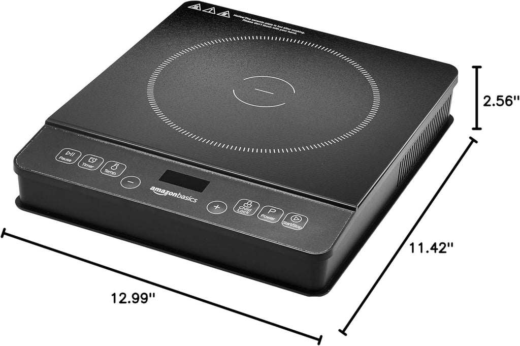 1800W Electric Portable Induction Cooktop, Induction Burner with Child Lock, Overheat Protection, Timer, 8 Power Settings, up to 440°F, for Cookware with Diameter 5.7"-8.2", Black