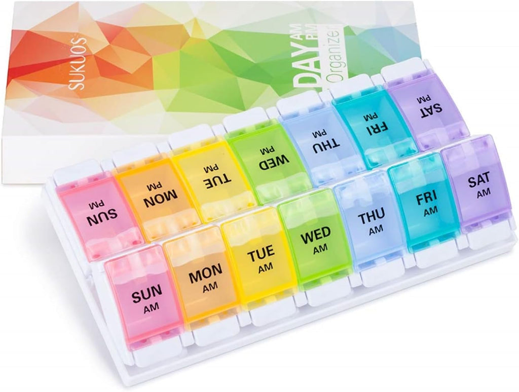 AM/PM Weekly Pill Organizer – Rainbow 7-Day