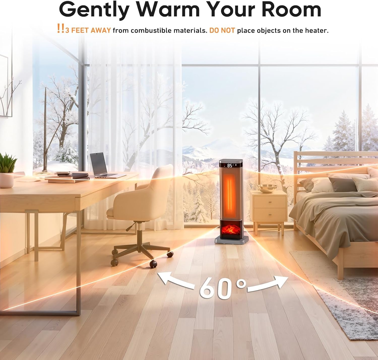 Portable Space Heater 24" Indoor with Remote