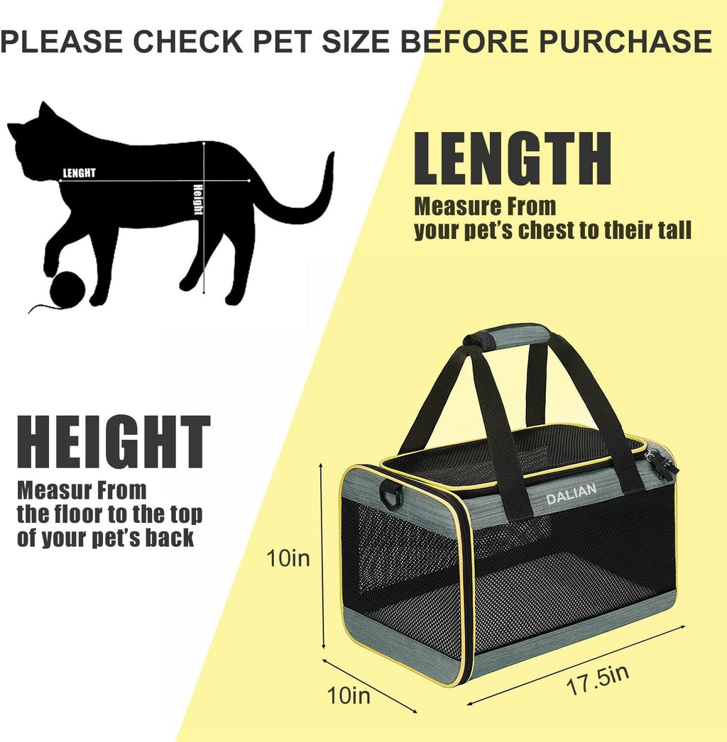 Large Size Soft-Sided Mesh Travel Pet Carrier Airline Approved up to 25 Pounds