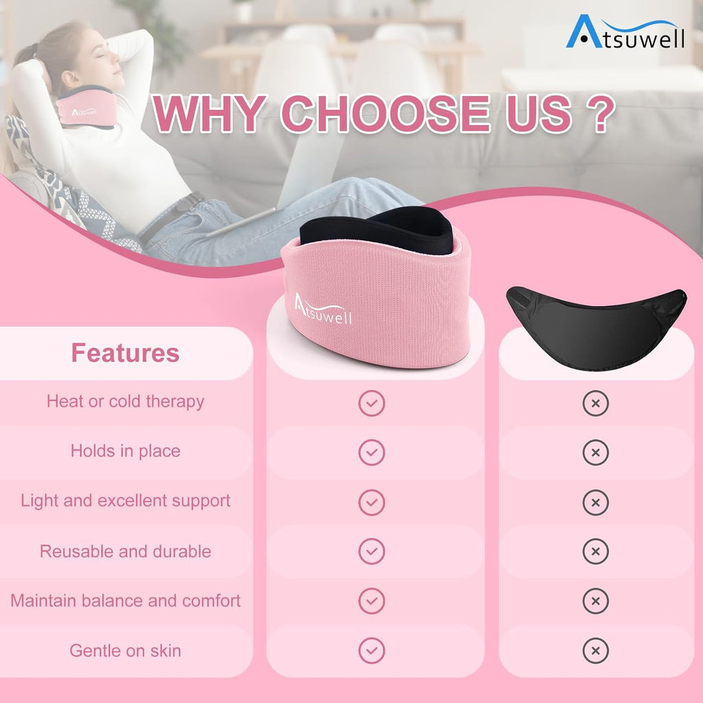 Adjustable Neck Brace with Gel Pack – Pink
